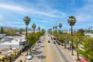 Scenic view of Sherman Oaks, a neighborhood in the San Fernando Valley, Los Angeles, featuring a mix of urban and natural landscapes, founded in 1927